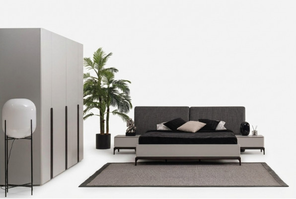 Łóżko Podkładka Design Luksusowe podwójne łóżko hotelowe Drewno Meble Jasnoszary Loft