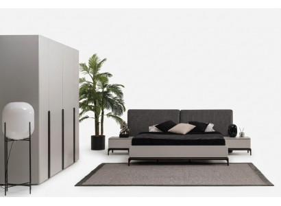 Łóżko Podkładka Design Luksusowe podwójne łóżko hotelowe Drewno Meble Jasnoszary Loft