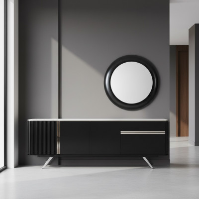 Kredens Lustro do salonu Drewno w stylu metalicznym w kolorze czarnym