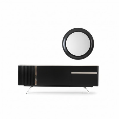 Kredens Lustro do salonu Drewno w stylu metalicznym w kolorze czarnym