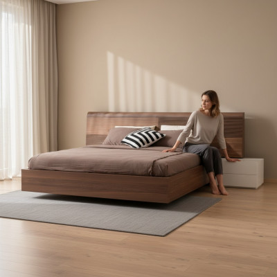 Luksusowa Sypialnia Łóżko podwójne design meble 180x200 cm brązowy hotel