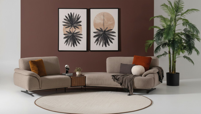 Sofa do salonu 5 Siedziba Włókienniczy Sofa Podkładka Sofy Nowa brązowa