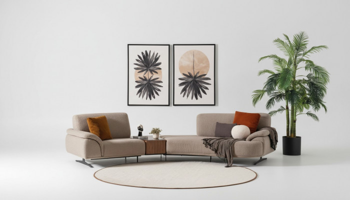 Sofa do salonu 5 Siedziba Włókienniczy Sofa Podkładka Sofy Nowa brązowa
