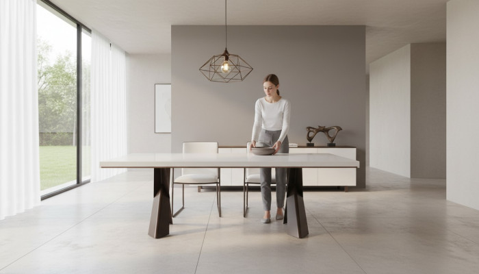 jadalnia Stół obiadowy Tabela Metal Style Nowoczesny Design Meble Luksus nowy Biały