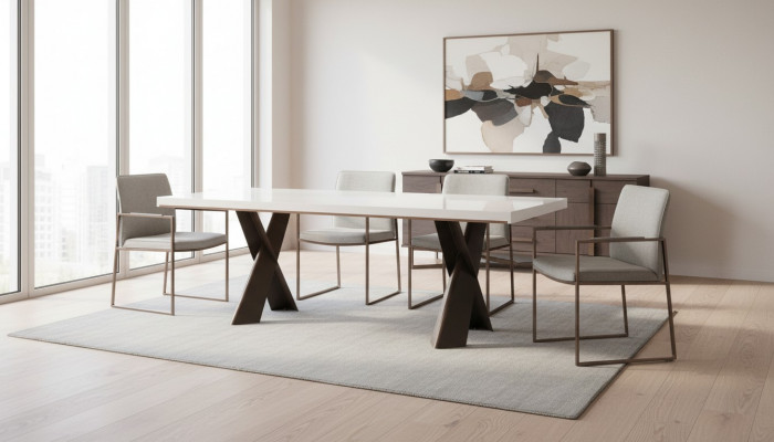 jadalnia Stół obiadowy Tabela Metal Style Nowoczesny Design Meble Luksus nowy Biały