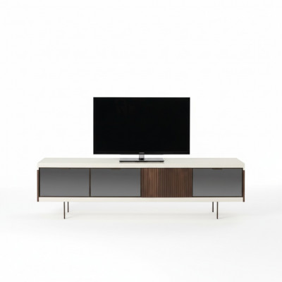 Szafka niska rtv Półka Kredens rtv Design Luxury Drewno Biały Meble 225cm