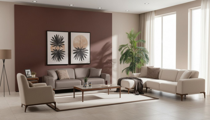 Pokój dzienny Narożnikowa kanapa Sofa w kształcie litery L 3 fotele kawowe 2x stoliki boczne