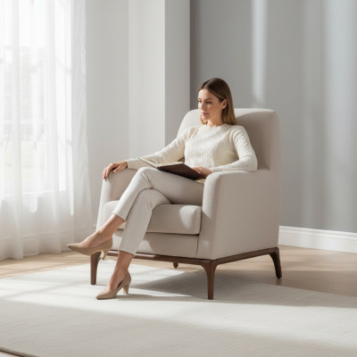 Design Sofa Fotel Couch Podkładka Luksusowe kanapy włókiennicze 1 miejsce siedzące nowe szare