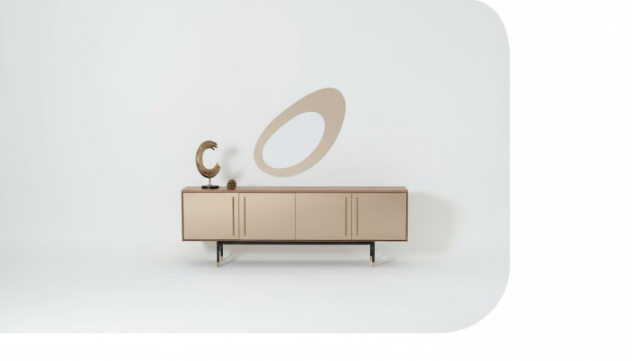 Salon Lustro Kredens Szafa Edle Design Drewno 2-częściowy. nowy luksus