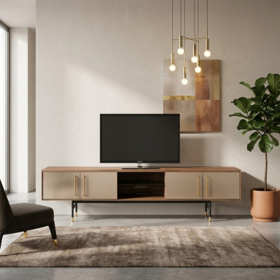 Szafka niska rtv Półka kredens brązowy rtv design luksusowe Drewno Meble 260cm