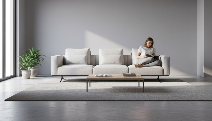Projekt salonu Zestaw sofowy 4-miejsce do siedzenia Kanapa Biała sofa tapicerowana Nowość