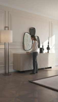 Pokój dzienny Lustro Kredens Szafa Noble Design Luxury 2-częściowy. nowy beż