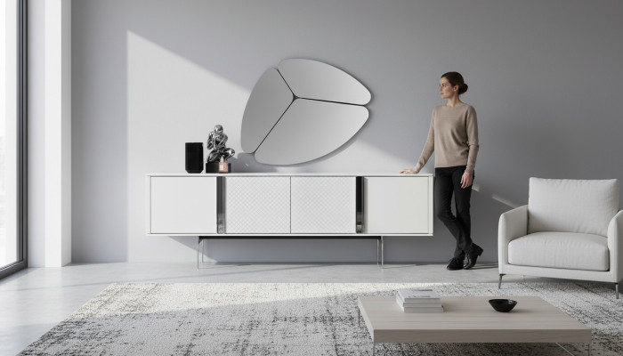 Nowoczesny Salon Lustro Kredens Szafa Noble Design Luksus Nowy Szary 2 Sztuki