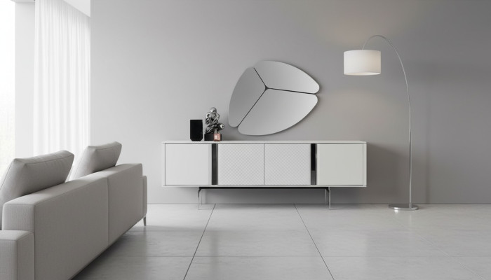 Nowoczesny Salon Lustro Kredens Szafa Noble Design Luksus Nowy Szary 2 Sztuki
