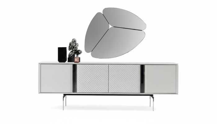 Nowoczesny Salon Lustro Kredens Szafa Noble Design Luksus Nowy Szary 2 Sztuki