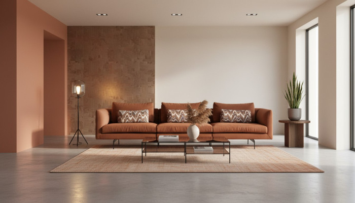Sofa do salonu 4 miejsce do siedzenia Kanapa Siedziba Podkładka Kanapy design brązowy