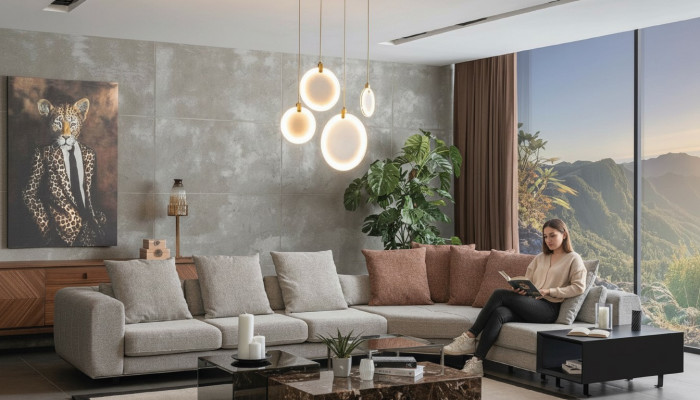 Żywy krajobraz Sofa Narożnikowa kanapa Design Meble Couch L-Shape New Style Modern