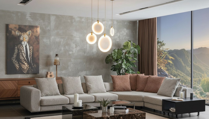 Żywy krajobraz Sofa Narożnikowa kanapa Design Meble Couch L-Shape New Style Modern