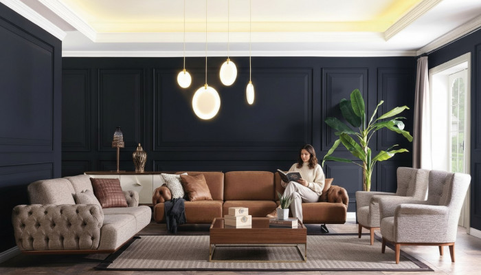 Zestaw sofowy 4 sztuki. Zestaw mebli kanapowych Ustawić Design Chesterfield