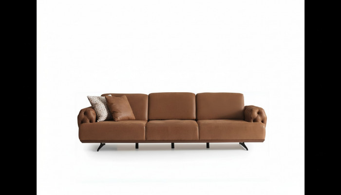 Sofa 4 miejsce do siedzenia Chesterfield Design Luxury Sofa Podkładka Couch brązowa