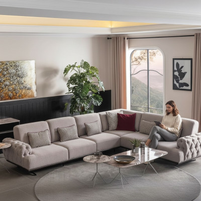 Narożnikowa kanapa Design Meble Zestaw narożny sofa materiałowa Włókienniczy narożnik Meble 355x280cm