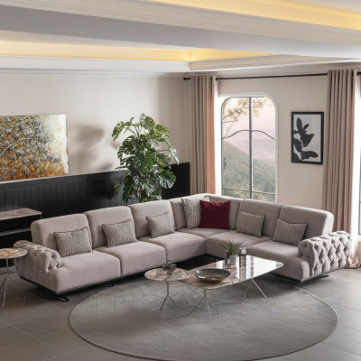 Narożnikowa kanapa Design Meble Zestaw narożny sofa materiałowa Włókienniczy narożnik Meble 355x280cm