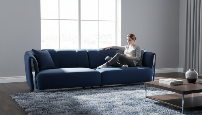 Sofa do salonu kanapa designerska Włókienniczy Siedziba Podkładka design blue