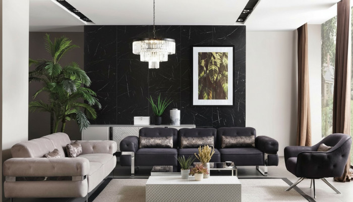 Zestaw sofowy Zestaw 431 Siedziba 3x Stoliki do kawy Kanapa Ustawić Design stoły 6-częściowe.
