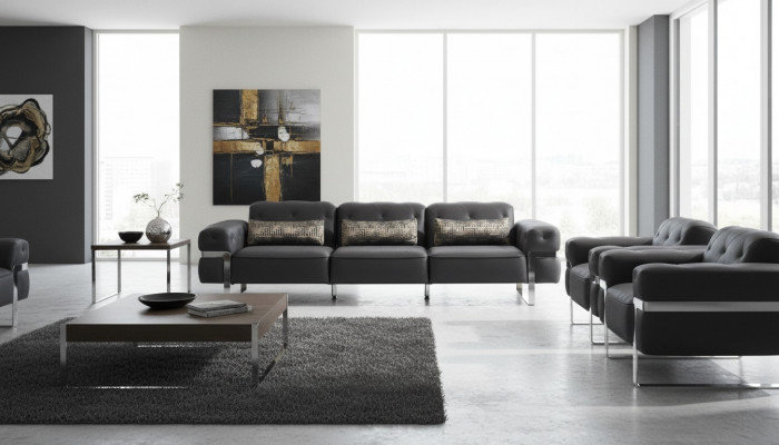 Sofa 3 miejsce do siedzenia Trzyosobowa Włókienniczy Luxury Meble Design Couch Czarny