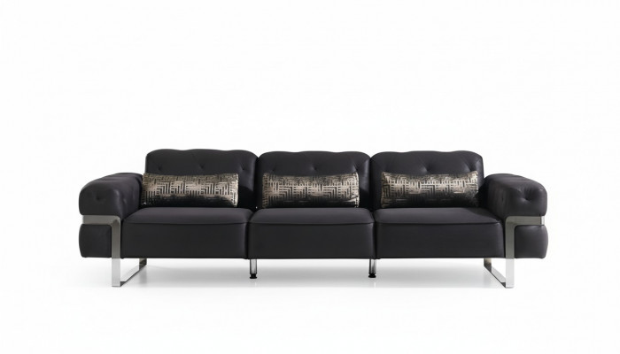 Sofa 3 miejsce do siedzenia Trzyosobowa Włókienniczy Luxury Meble Design Couch Czarny