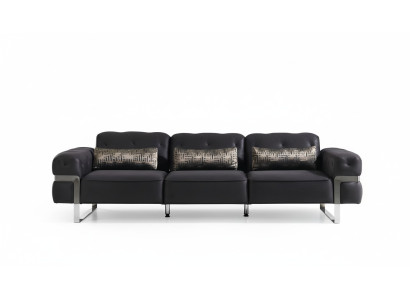 Sofa 3 miejsce do siedzenia Trzyosobowa Włókienniczy Luxury Meble Design Couch Czarny