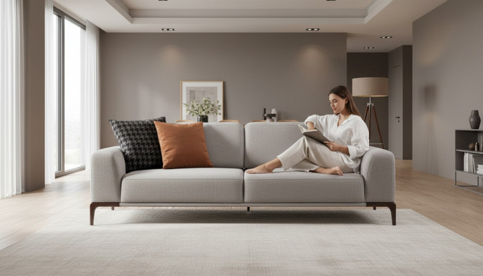 Sofa do salonu 3 miejsce do siedzenia design style meble nowoczesne sofy szare