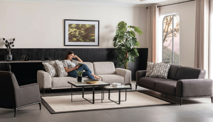 Pokój dzienny Zestaw sofowy 4 3 1 miejsce do siedzenia Ustawić Materiał Sofa Fotel Luxury