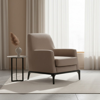 Salon Fotel Design Kanapa Luksusowa Podkładka Nowoczesne Brązowe Drewno Włókiennicze