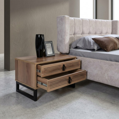 Sypialnia Stolik nocny Design Side Drewno z Metal Luxury New