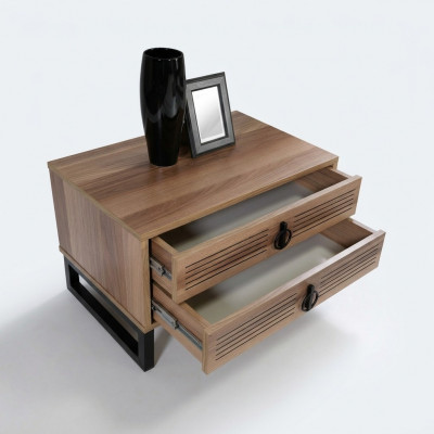 Sypialnia Stolik nocny Design Side Drewno z Metal Luxury New