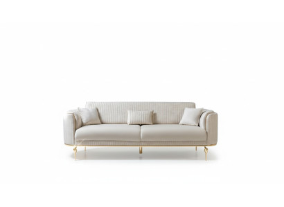 Sofa 3-osobowa Designerska Sofa Kanapa Podkładka Sofy Włókienniczy Biały Nowoczesna Trzyosobowa