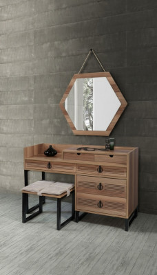 Sypialnia Lustro Kredens Drewno Nowoczesny Design Luksusowy Brąz Nowość
