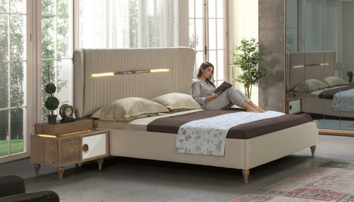Sypialnia Łóżko Podkładka Design Luksusowe podwójne łóżko hotelowe Drewno Meble