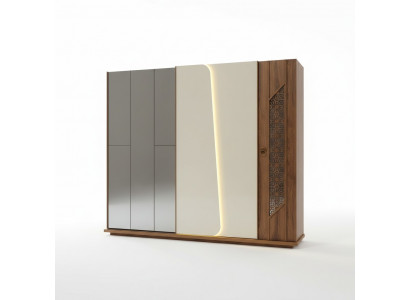 Sypialnia Szafa Szafa Drewno Design brązowe luksusowe Szafki LED