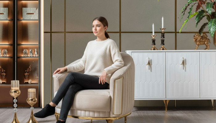 Pokój dzienny Fotel 1 miejsce do siedzenia Sofa Podkładka Luxury Włókienniczy New Design