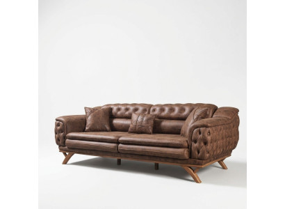 Sofa 3 miejsce do siedzenia Chesterfield Materiał Couch Podkładka Sofy sztuczna skóra Kanapy