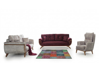 Wohnzimmer Sofagarnitur 331 Polster Textil Design Modern grau Möbel
