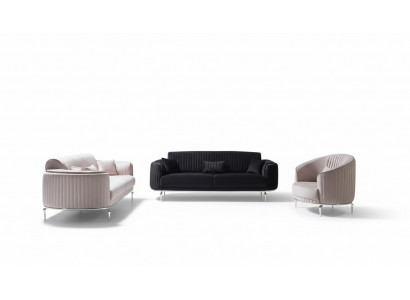 Wohnzimmer Sofagarnitur Couch Polster Möbel 331 Set Textil Stoff Luxus