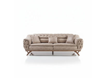 Chesterfield 3 miejsce do siedzenia Beige Design Couches Podkładka Sofas Włókienniczy Couch