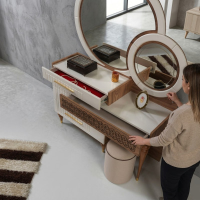 Zestaw Chambre à Coucher Commode Avec Miroir Ensemble Bois Groupe Meuble Neuf