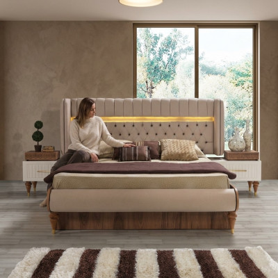Łóżko Podkładka Design Luxury Double Hotel Chesterfield Drewno Meble Nowe