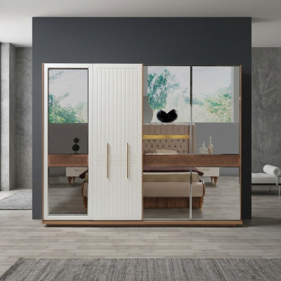 Sypialnia Luxury Szafa Drewno ze Szkło Design Nowoczesna nowość