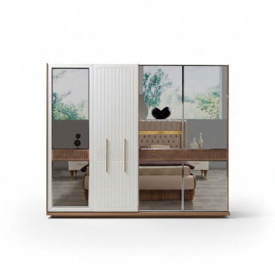 Sypialnia Luxury Szafa Drewno ze Szkło Design Nowoczesna nowość
