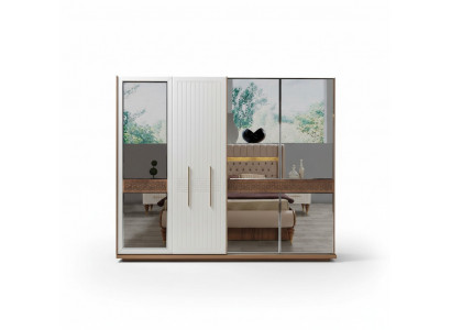 Sypialnia Luxury Szafa Drewno ze Szkło Design Nowoczesna nowość